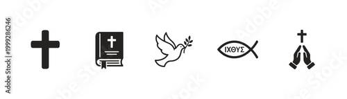 Christian Religious Symbols and Icons Set