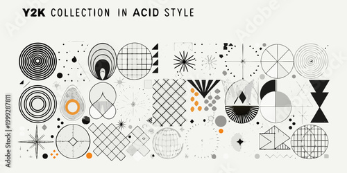 abstract geometric shapes and patterns in y2k acid style