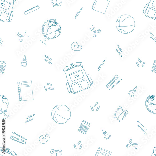 Seamless pattern. Back to school. School supplies seamless pattern. 