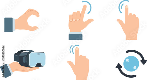 Vr Hands Gestures Control Virtual Reality Headset Interaction
