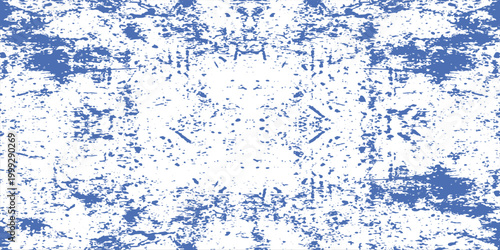 Abstract blue and white distressed newspaper texture with torn paper and scattered text fragments vector