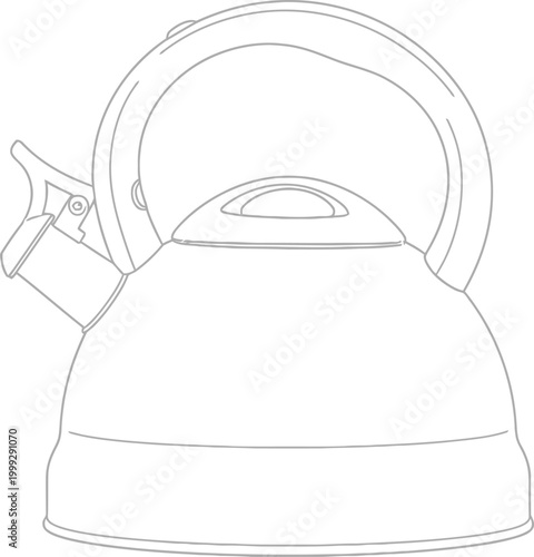 Stovetop tea kettle line art illustration