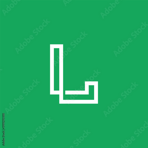 Simple geometric letter L logo design on green background