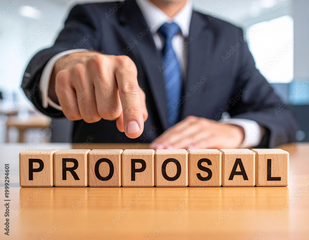 Obraz premium Proposal - Geschäftsmann zeigt auf den Text 
