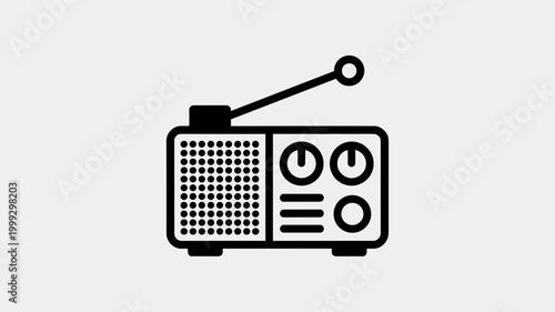 Geometric vintage radio icon – Ideal for broadcast media logos, retro technology branding, or podcast app icons.