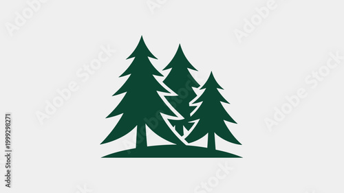 Minimalist pine forest silhouette – Perfect for outdoor adventure branding, national park logos, or forest conservation graphics.
