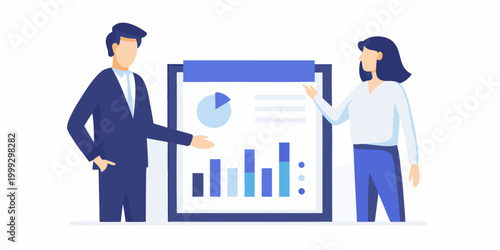 business people analyzing data on a large screen display