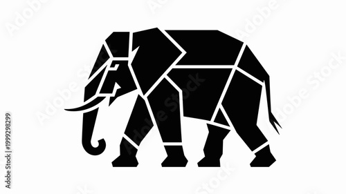 Abstract tessellated elephant symbol – Great for creative agencies, international trade logos, or sophisticated animal emblems.