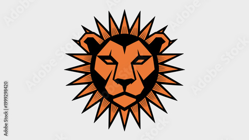 Radial lion sun symbol – Suitable for humanitarian organizations, solar energy logos, or majestic lifestyle branding.