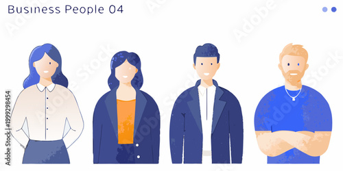 Diverse business people illustrations colorful portrait style