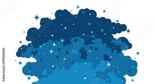 Whimsical Night Sky Cloud with Stars and Sparkles