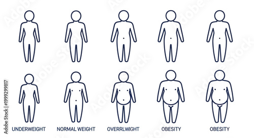 Body Mass Index Icons: Underweight to Obesity Categories