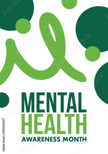 Mental Health Awareness Month in May. Annual campaign in United States. Raising awareness of mental health. Control and protection. Prevention campaign. Medical health care design. Vector illustration