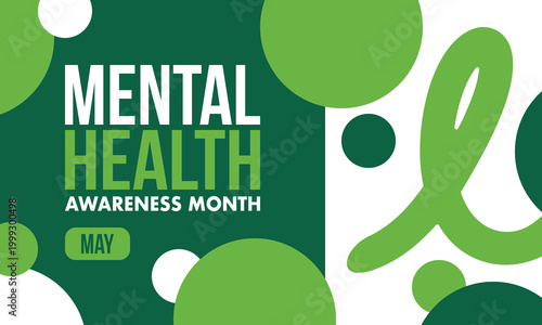 Mental Health Awareness Month in May. Annual campaign in United States. Raising awareness of mental health. Control and protection. Prevention campaign. Medical health care design. Vector illustration