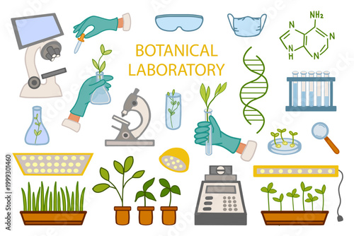 Botanical laboratory vector element set Основные RGB