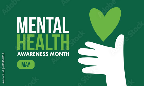 Mental Health Awareness Month in May. Annual campaign in United States. Raising awareness of mental health. Control and protection. Prevention campaign. Medical health care design. Vector illustration