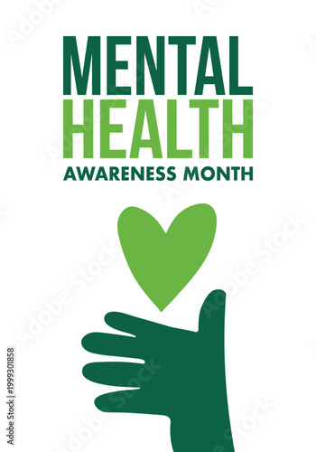 Mental Health Awareness Month in May. Annual campaign in United States. Raising awareness of mental health. Control and protection. Prevention campaign. Medical health care design. Vector illustration