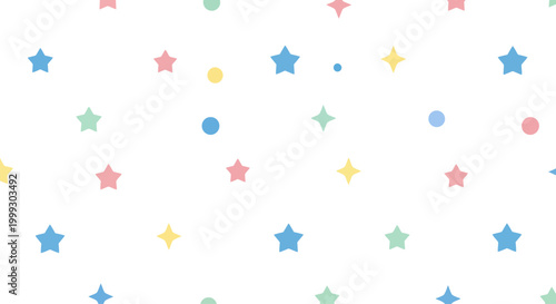 Cute Pastel Stars and Dots Seamless Pattern Background