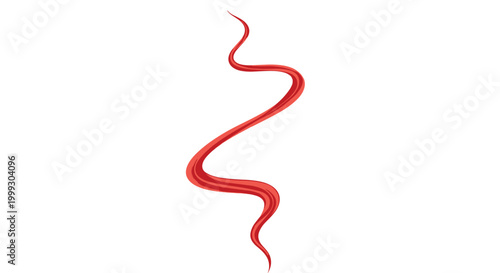 Single fluid squiggly line in a vibrant red color flowing vertically with smooth curves against a solid white background.