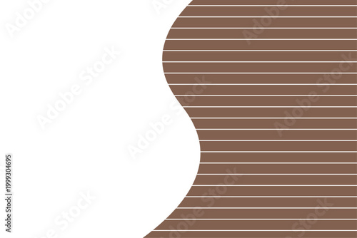 ブラウンボーダーと白い波型余白のフラット背景素材