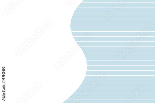 水色ボーダーと白い波型余白のフラット背景素材