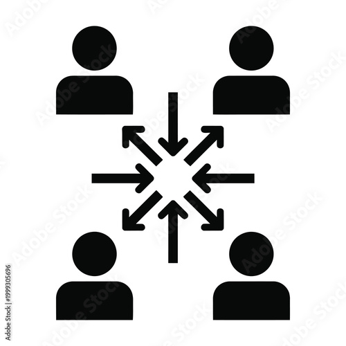 Four people communicate in teamwork