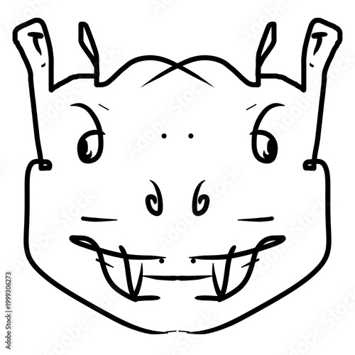 Foto Crazy Unhinged Maniac Monster Face Line Art Doodle