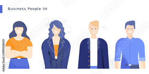 Diverse business people illustration flat vector style on white background