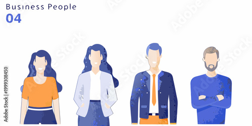 Diverse business people group flat vector illustration