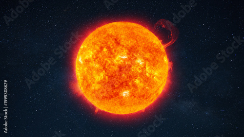 Fotografie Sun with solar flares and a glowing corona