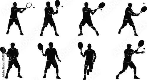 Tennis players in action a dynamic silhouette collection for sports graphic design