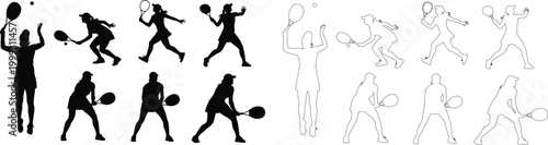 Sports Player Silhouette Set – Active People Running, Jumping, Fitness Action Vector Collection