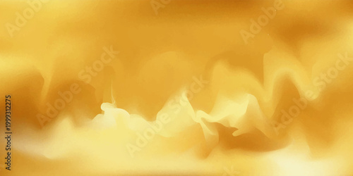 Silk metal cloth and liquid background ribbon with gold satin fabric. Golden vector glitter and shiny paper motion with render fold foil. Velvet silk yellow and champagne liquid fluid.