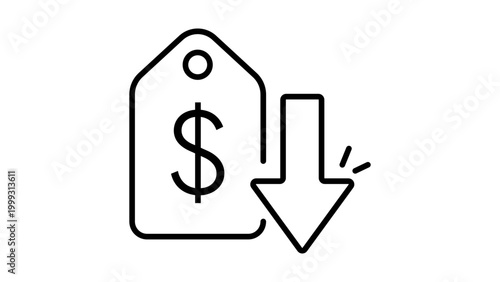 Foto Price Drop and Discount Editable Stroke Vector Icon