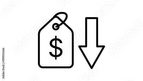 Fotografie Price Drop and Discount Editable Stroke Vector Icon