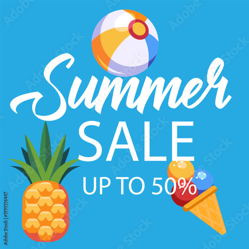 Hello Summer greeting clipart design.