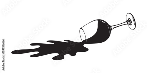 Spilled wine glass illustration with liquid splash