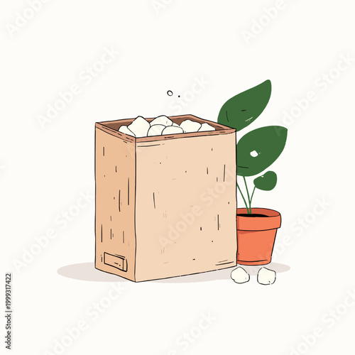 Minimalist Earthy Cardboard Box and Biodegradable Packing Materials