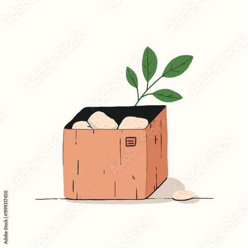 Minimalist Earthy Cardboard Box and Biodegradable Packing Materials