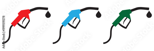 Fuel Pump Nozzle Icon Set – Gas Station Refueling Vector, Petrol Energy Symbol, Minimal Oil Drop Illustration, 
Isolated Icon Pack