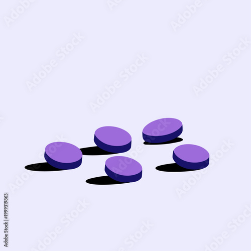 Minimalist Puffy UI Buttons with Soft Shadows on White Background