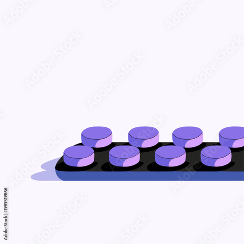 Minimalist Puffy UI Buttons with Soft Shadows on White Background