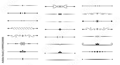 Vintage Decorative Divider Lines Collection with Elegant Ornamental Flourish Elements