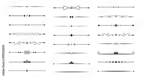 Vintage Decorative Divider Lines Collection with Elegant Ornamental Flourish Elements