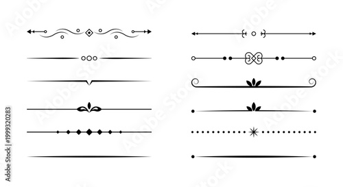 Vintage Decorative Divider Lines Collection with Elegant Ornamental Flourish Elements