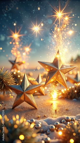 A realistic photo of Happy new year with stars