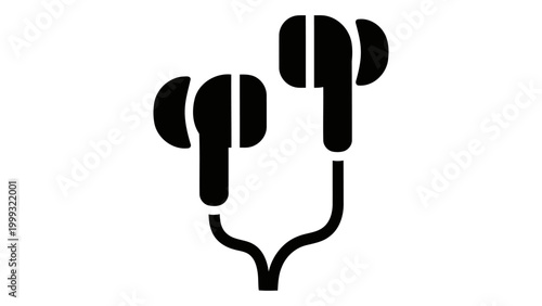 In ear wired earphones icon simple vector illustration of mobile accessory or audio equipment isolated on white backgrou