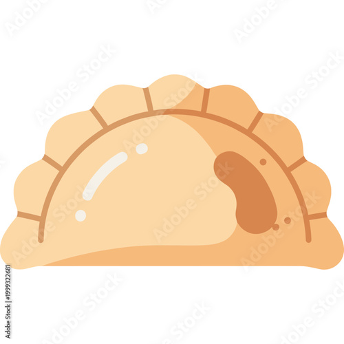 A delicious pastry empanada sits on a plate indoors.