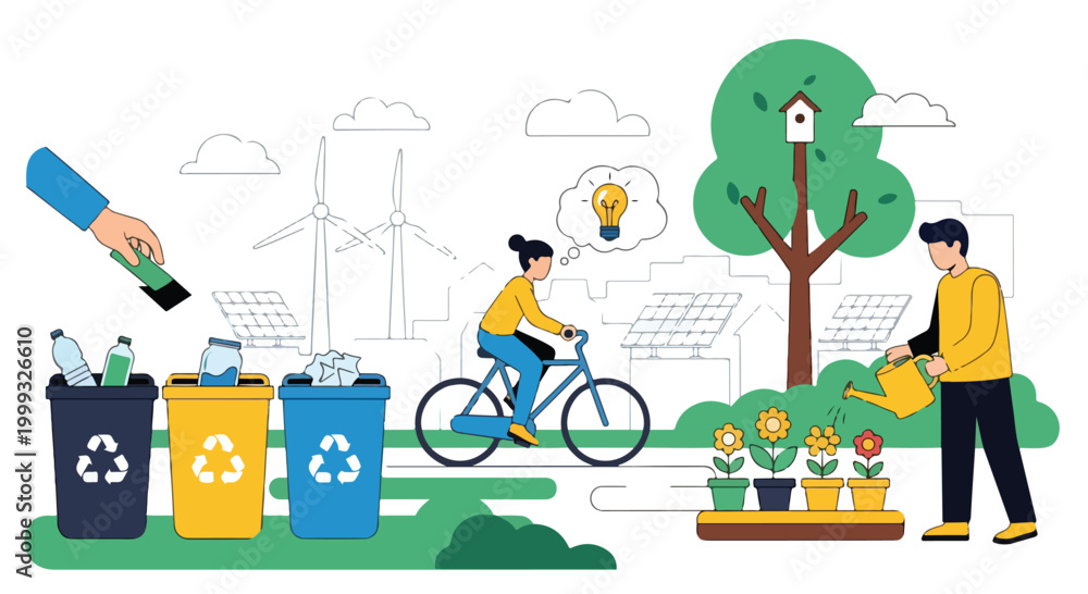 Obraz premium A colorful illustration depicting environmental conservation