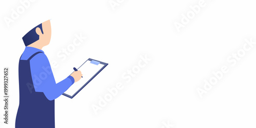 inspector with clipboard and pen flat vector illustration